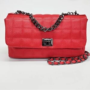 Red Quilted Chain Shoulder Bag by Virsa bag